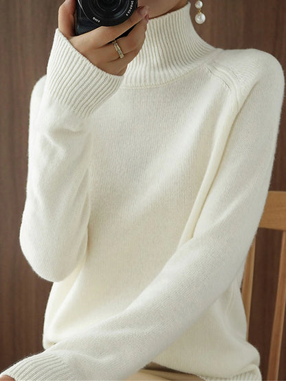 Women's Pullover Sweater Jumper Stand Collar Ribbed Knit Polyester Knitted Fall Winter Regular Outdoor Daily Holiday Fashion Streetwear Casual Long Sleeve Solid Color Black White Pink M L XL