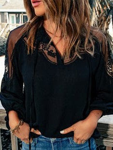 Flowy Trumpet Sleeve Chiffon Blouse with Pleated Details