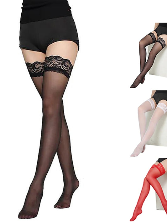 Lace temptation stockings / ultra-thin / trim leg / long tube high thigh stockings / color / transparent / cute / sexy / knee-high female socks - LuckyFash™