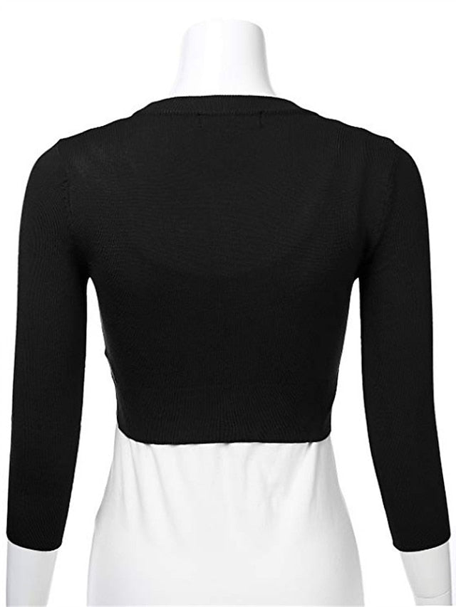 Women's Sweater Coat Outdoor Button Plain Breathable Fashion Regular Fit Outerwear Long Sleeve Spring Black S - LuckyFash™