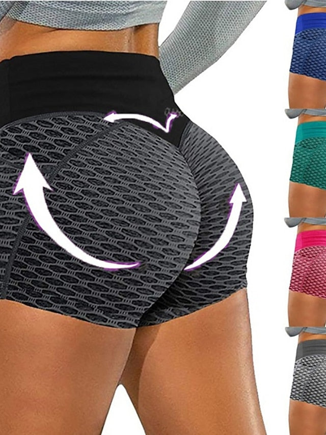 Women's Yoga Shorts Biker Shorts Criss Cross Butt Lift Yoga Fitness Running Shorts Black Red Blue Spandex Sports Activewear Stretchy - LuckyFash™