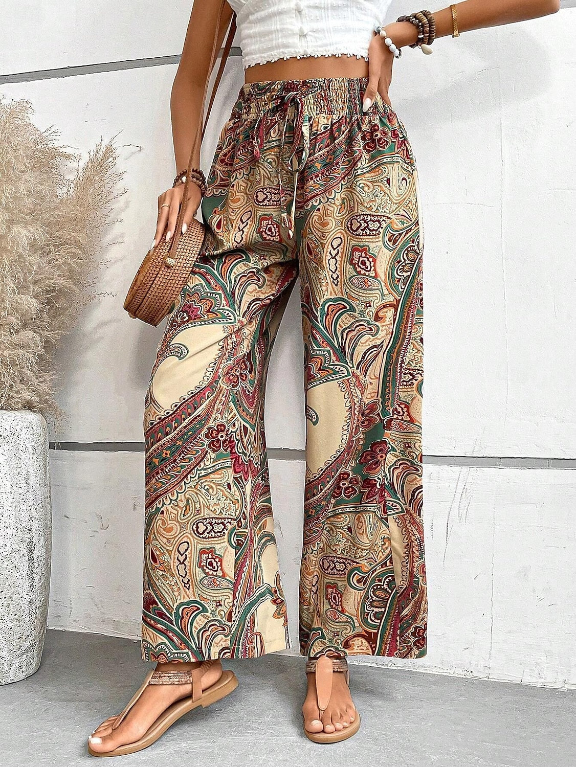 Women's Wide Leg Polyester Floral Blue Red & White Casual Daily Long Weekend Spring & Summer