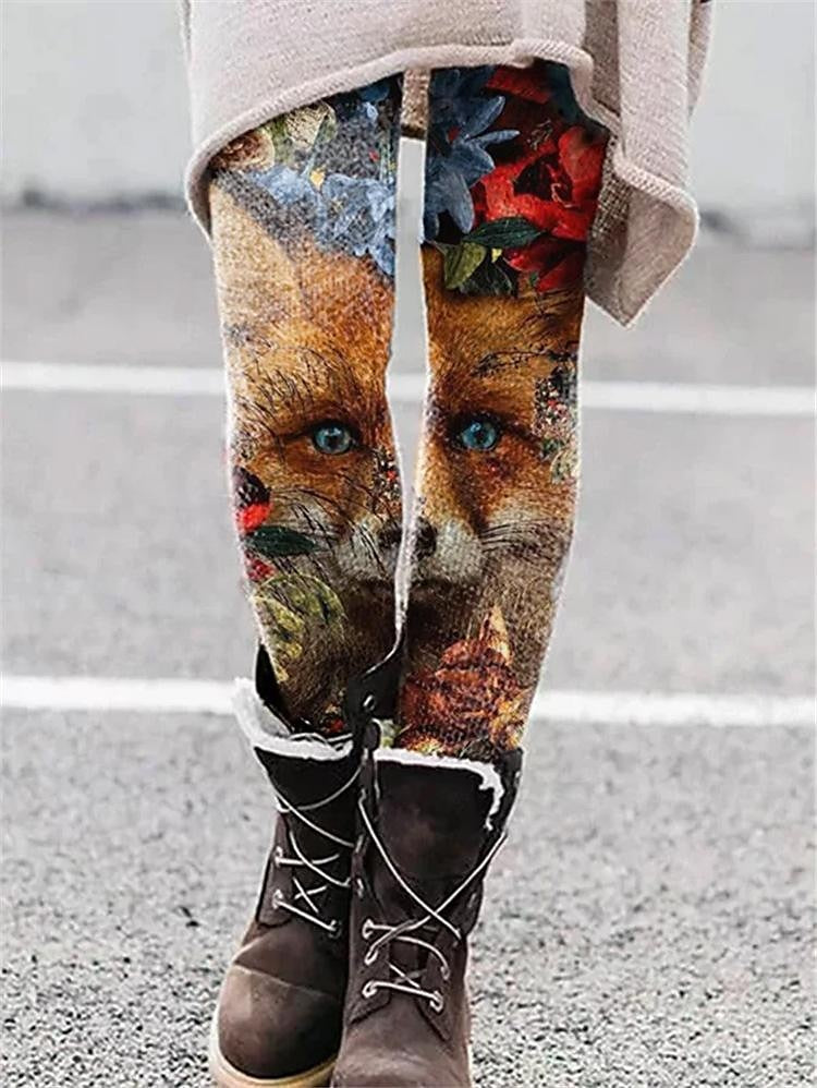 Women's Tights Normal Milk Fiber Animal Cat Colors Blue Fashion Mid Waist Full Length Halloween Daily