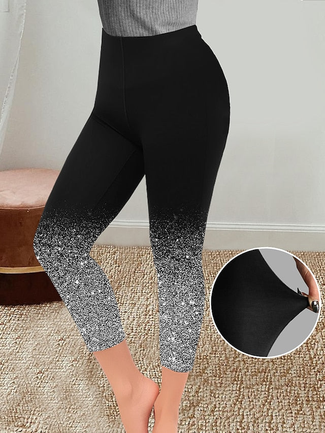 Women's Tights Normal 65% Polyester Gradient Light Gray Brown black Designer High Rise Ankle-Length Casual Daily Wear Spring, Fall, Winter, Summer