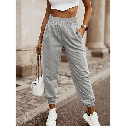 Women's Sweatpants Polyester Plain Gray Casual Daily Ankle-Length Outdoor Spring &  Fall