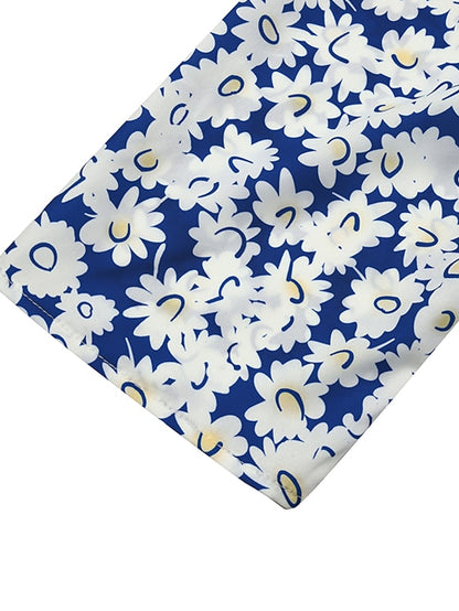 Women's Casual Dress Floral Dress Summer Dress Floral Ruched Pocket Crew Neck Midi Dress Fashion Modern Outdoor Daily Half Sleeve Regular Fit White Blue Green Summer Spring S M L XL XXL - LuckyFash™
