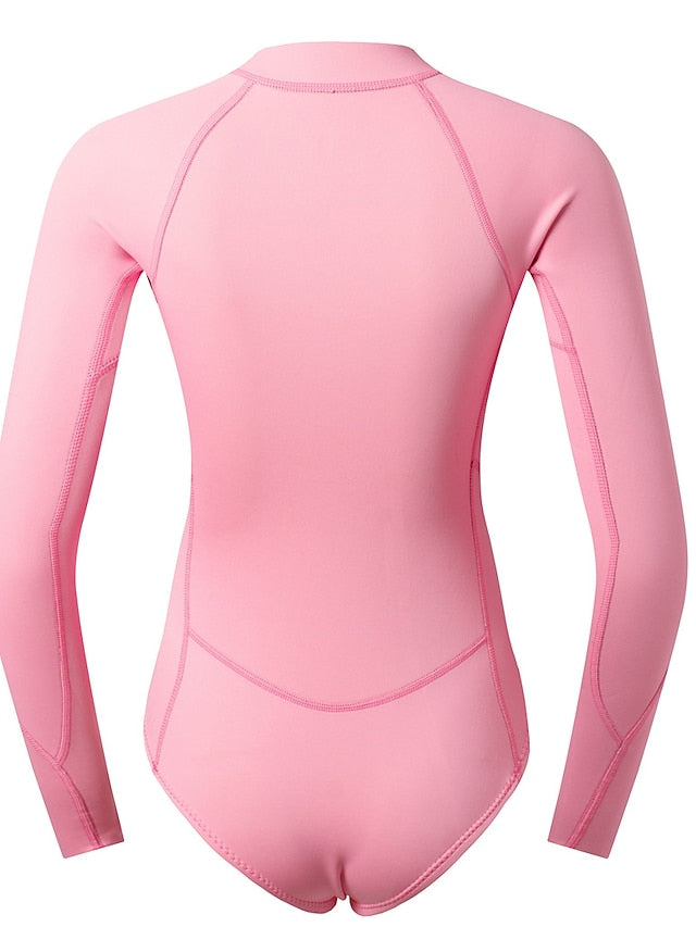 Women's Shorty Wetsuit One Piece Swimsuit 2mm CR Neoprene Diving Suit Thermal Warm UV Sun Protection UPF50+ High Elasticity Long Sleeve Front Zip - Swimming Diving Surfing Scuba Solid Color Summer - LuckyFash™