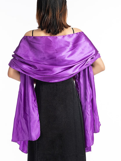 Women's Women's Shawls & Wraps Party Holiday Cocktail Party Silver Red Purple Scarf Pure Color / Satin / Fall / Winter / Spring / Summer - LuckyFash™