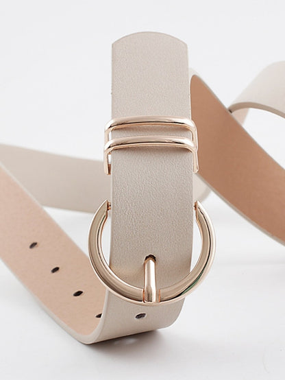 Women's Unisex PU Buckle Belt PU Leather Prong Buckle D-ring Casual Classic Party Daily Black Pink Brown Beige - LuckyFash™