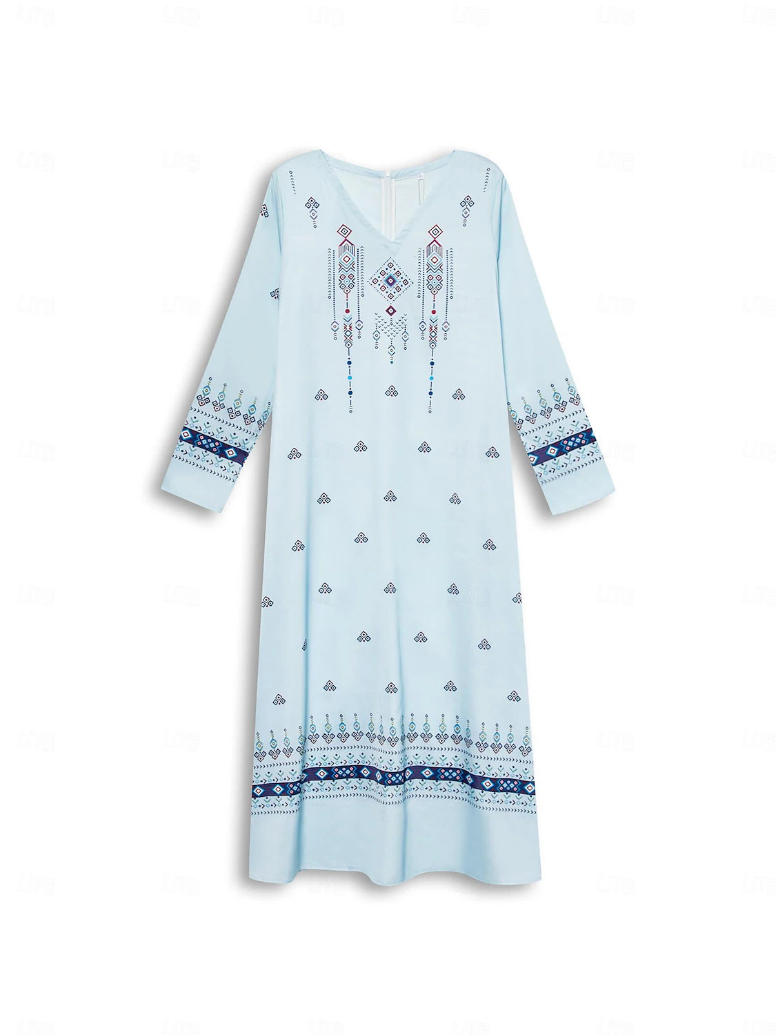 Women's Vintage Dress Casual Dress Print V Neck Long Dress Maxi Dress Vintage Ethnic Vacation Long Sleeve Spring