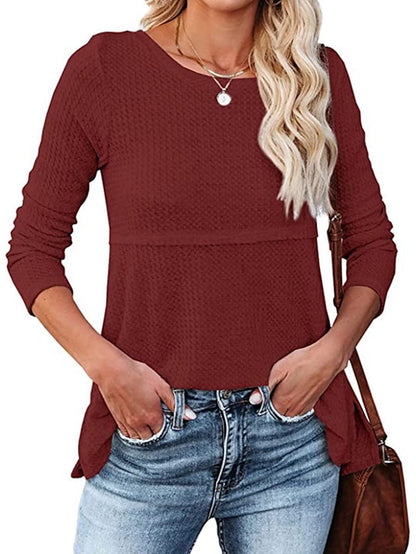 Women's Pullover Sweater jumper Jumper Knit Knitted Thin Solid Color Crew Neck Basic Stylish Outdoor Home Winter Fall Wine Gray S M L / Long Sleeve / Casual / Regular Fit - LuckyFash™