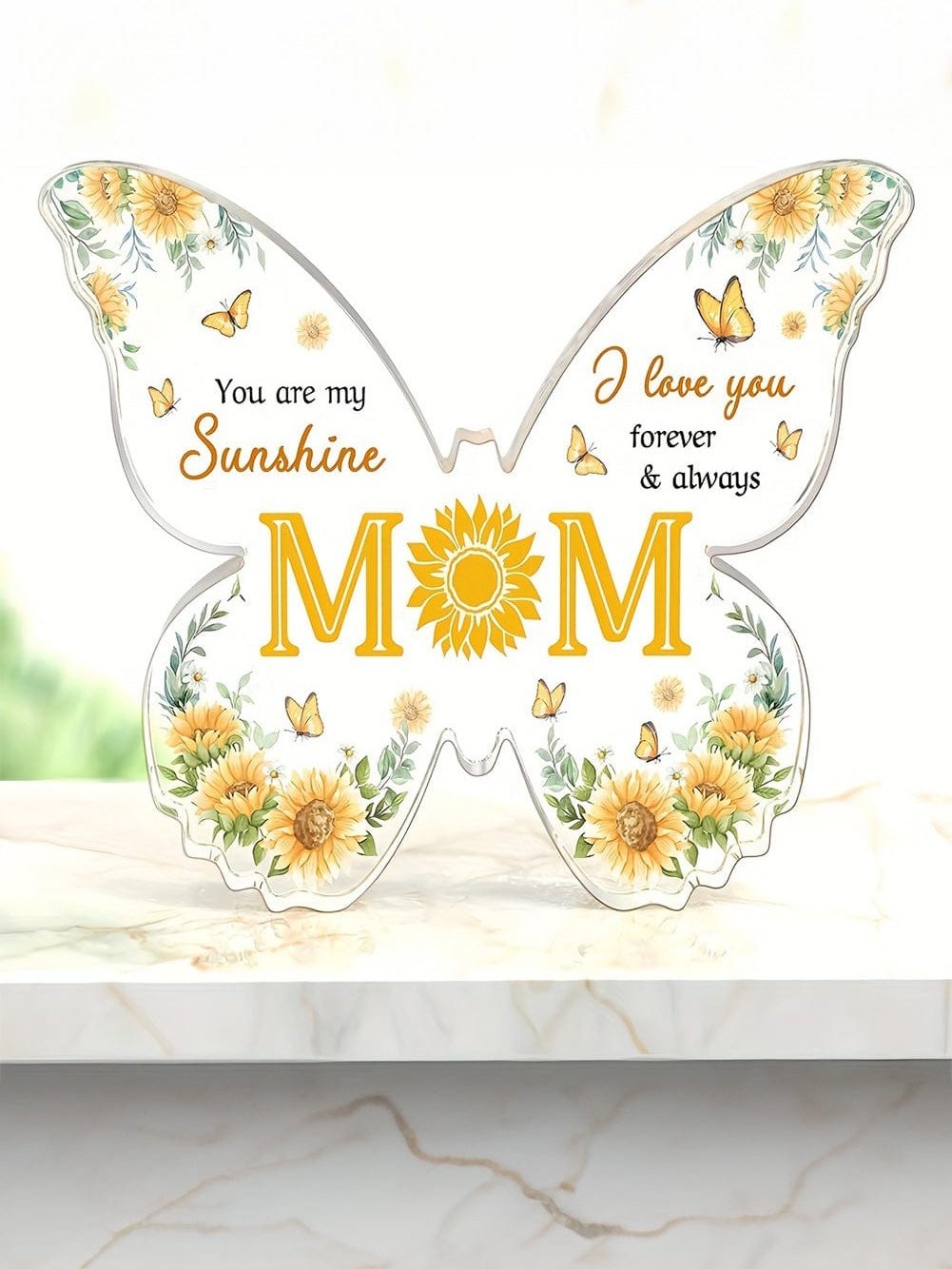 Ginger Butterfly Sunflower Acrylic Mom Plaque Gift