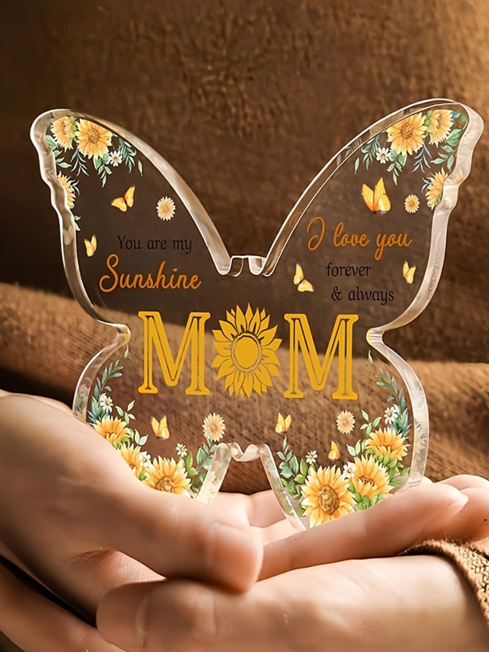 Ginger Butterfly Sunflower Acrylic Mom Plaque Gift