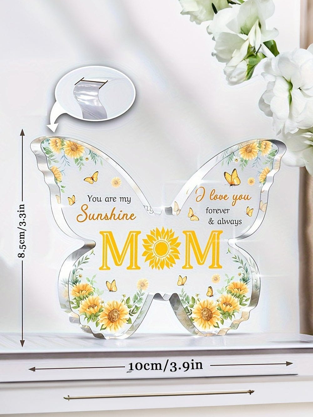 Ginger Butterfly Sunflower Acrylic Mom Plaque Gift