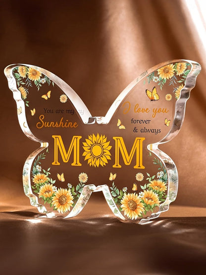 Ginger Butterfly Sunflower Acrylic Mom Plaque Gift