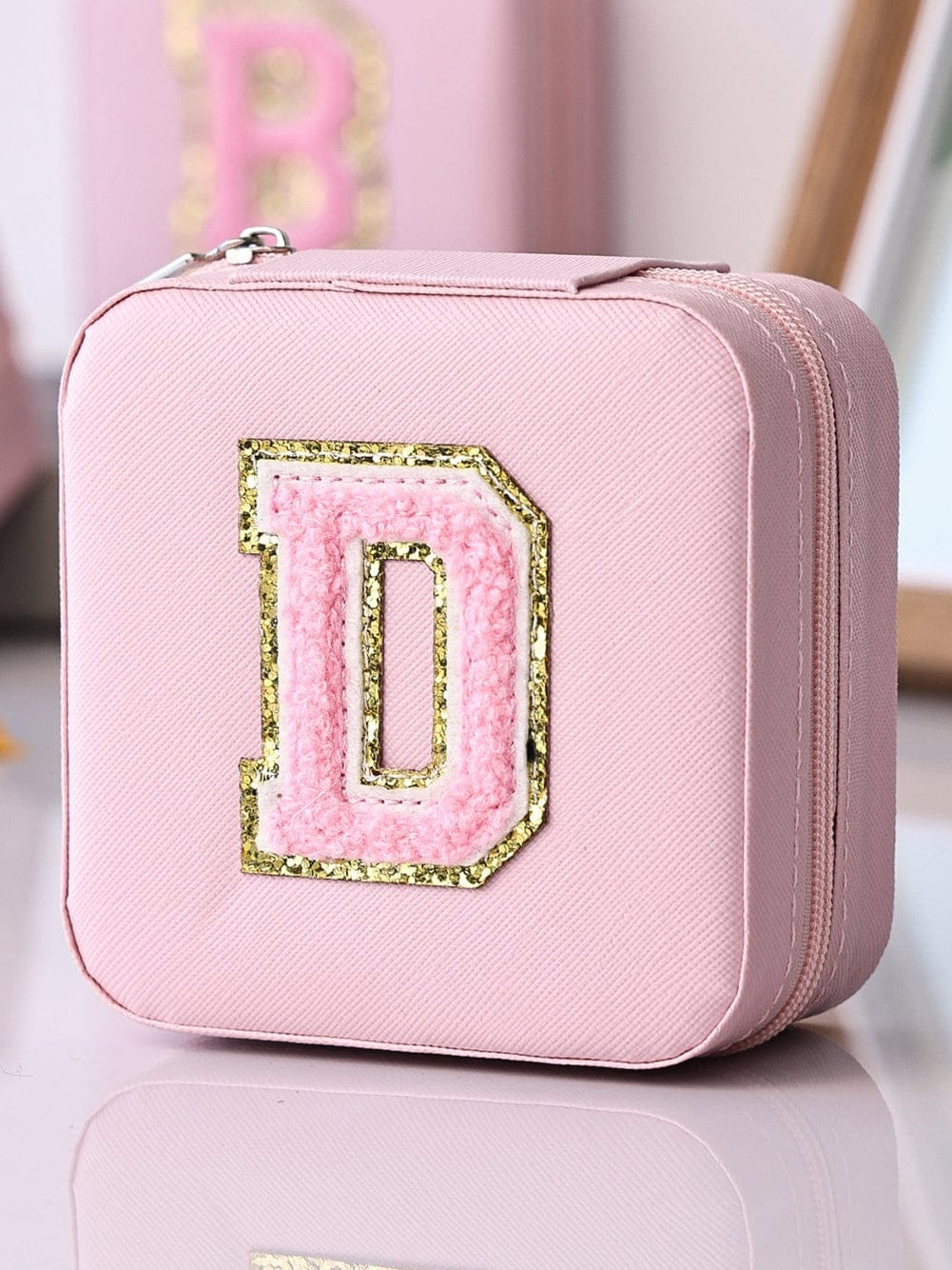 Glitter Chenille Letter Pink Jewelry Organizer