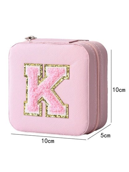 Glittery Pink Monogrammed Jewelry Organizer Box