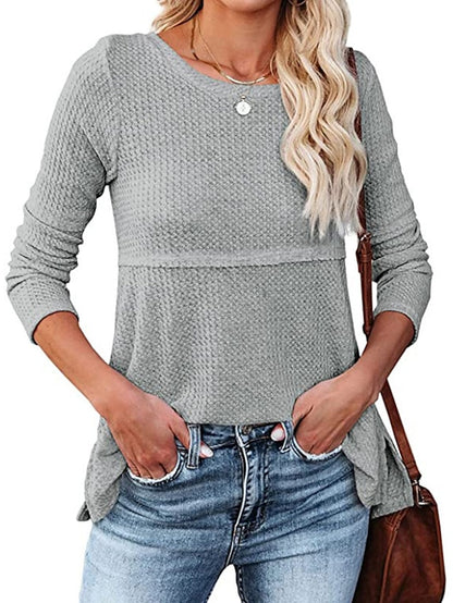 Women's Pullover Sweater jumper Jumper Knit Knitted Thin Solid Color Crew Neck Basic Stylish Outdoor Home Winter Fall Wine Gray S M L / Long Sleeve / Casual / Regular Fit - LuckyFash™