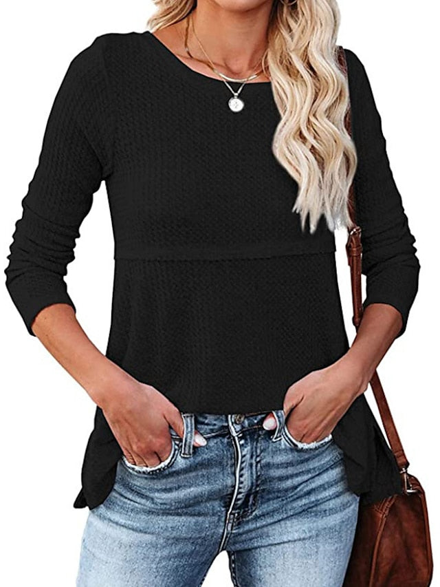 Women's Pullover Sweater jumper Jumper Knit Knitted Thin Solid Color Crew Neck Basic Stylish Outdoor Home Winter Fall Wine Gray S M L / Long Sleeve / Casual / Regular Fit - LuckyFash™