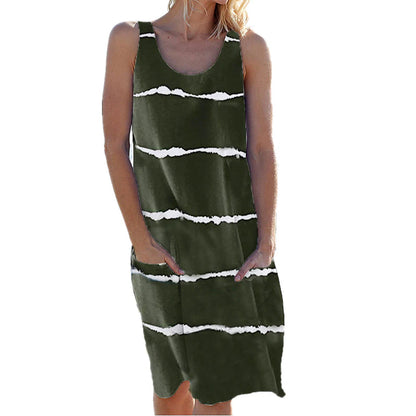 Women's Shift Dress Midi Dress Black White Wine Sleeveless Striped Summer Spring Casual 2023 S M L XL XXL 3XL 4XL 5XL