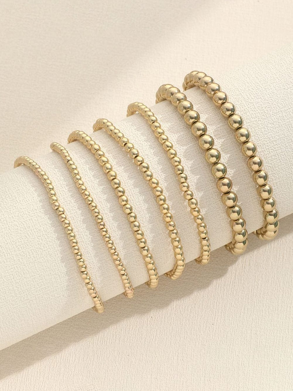 Gold 7pcs/Set Minimalist Beaded Luxury Bracelet Set