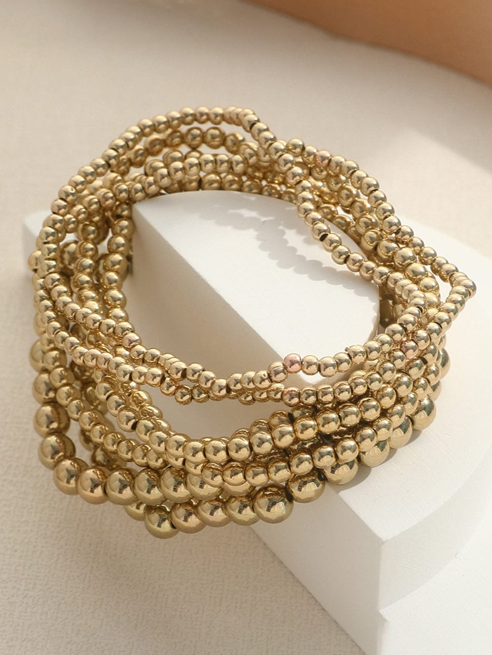 Gold 7pcs/Set Minimalist Beaded Luxury Bracelet Set