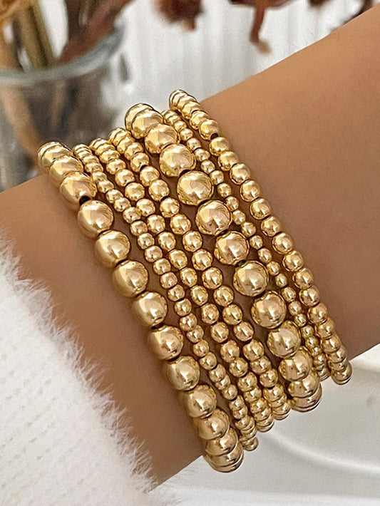 Gold 7pcs/Set Minimalist Beaded Luxury Bracelet Set