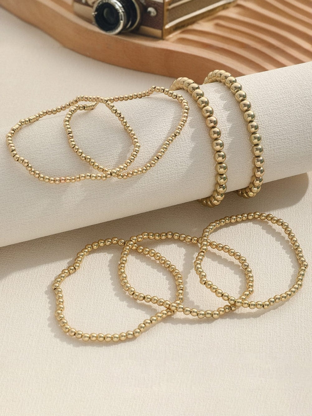 Gold 7pcs/Set Minimalist Beaded Luxury Bracelet Set