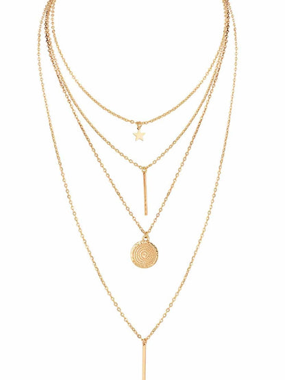 Gold Boho Multi-layered Star Pendant Necklace