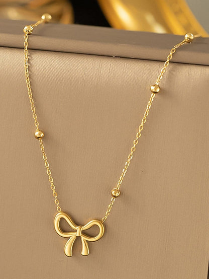 Gold Bowknot Pendant Choker Necklace