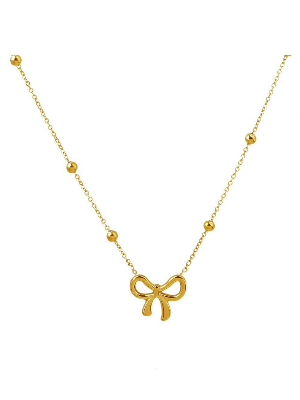 Gold Bowknot Pendant Choker Necklace