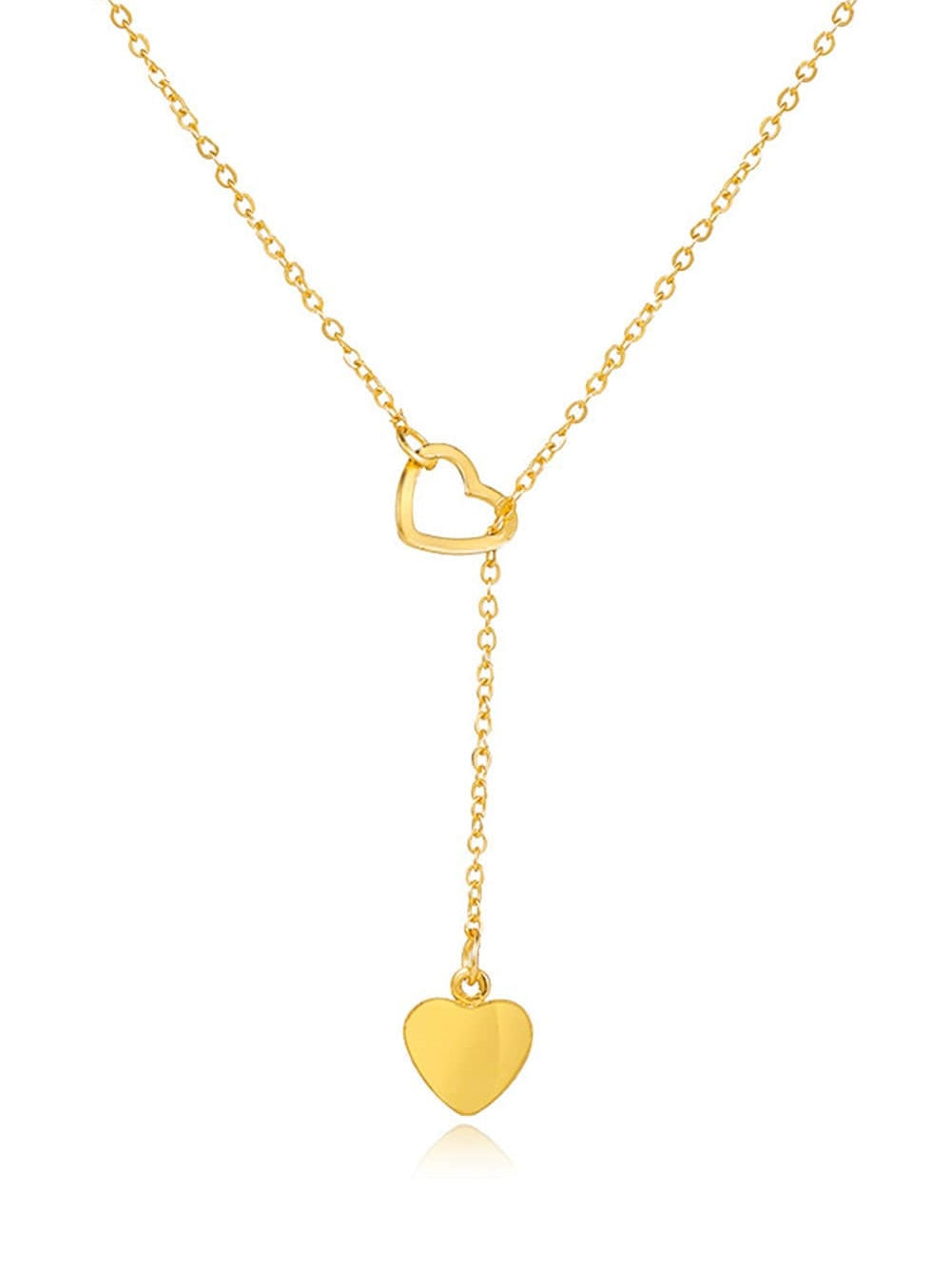 Gold Heart Shape Hollow Lariat Necklace