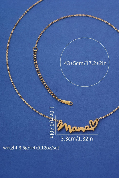 Gold mama Heart Pendant Chain Necklace