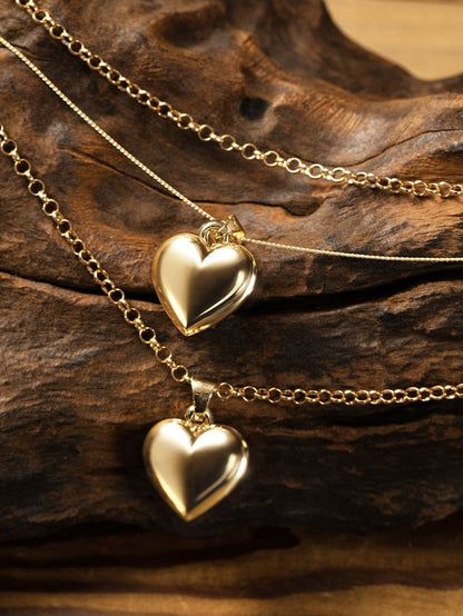 Gold Multilayer Heart Shape Pendant Valentine Necklace