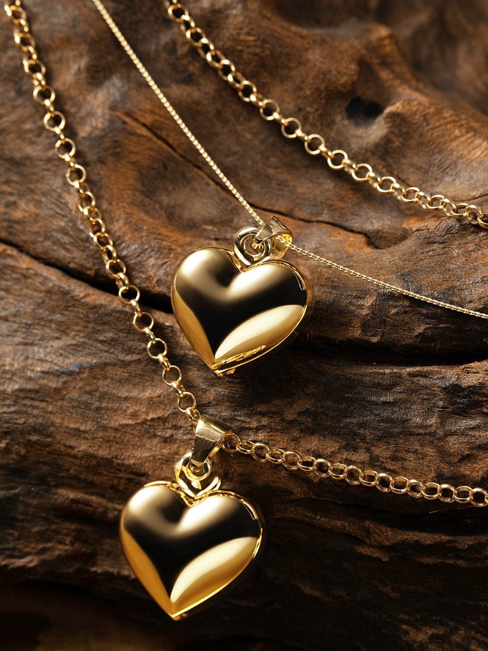 Gold Multilayer Heart Shape Pendant Valentine Necklace