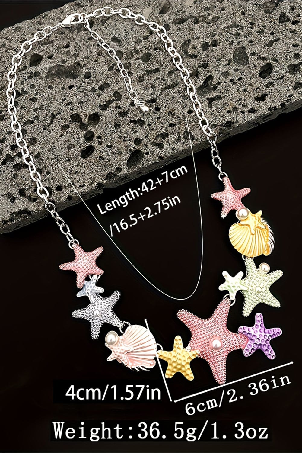 Gold Starfish Seashell Pearl Adjustable Chain Necklace