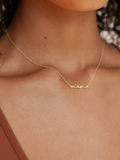 Gold Tiny Mama Script Necklace