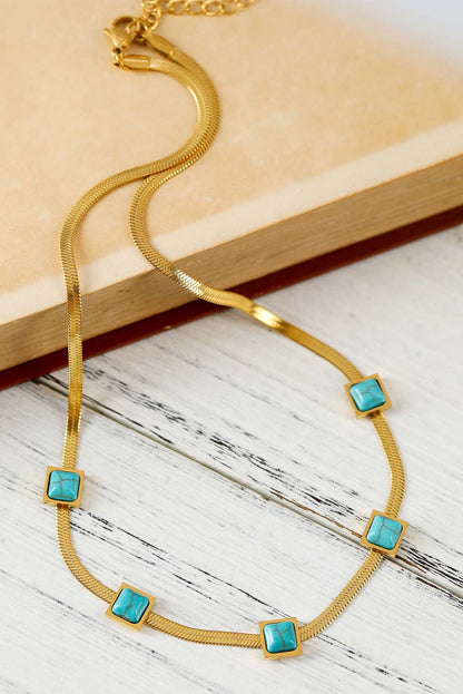 Gold Turquoise Snake Bone Choker