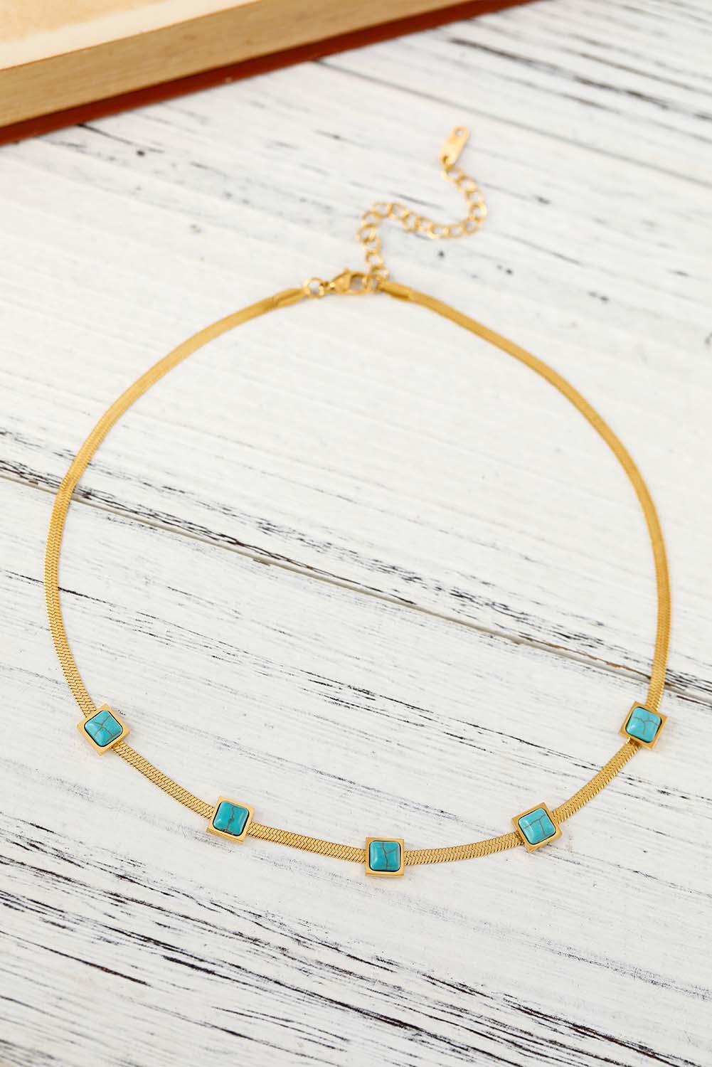 Gold Turquoise Snake Bone Choker