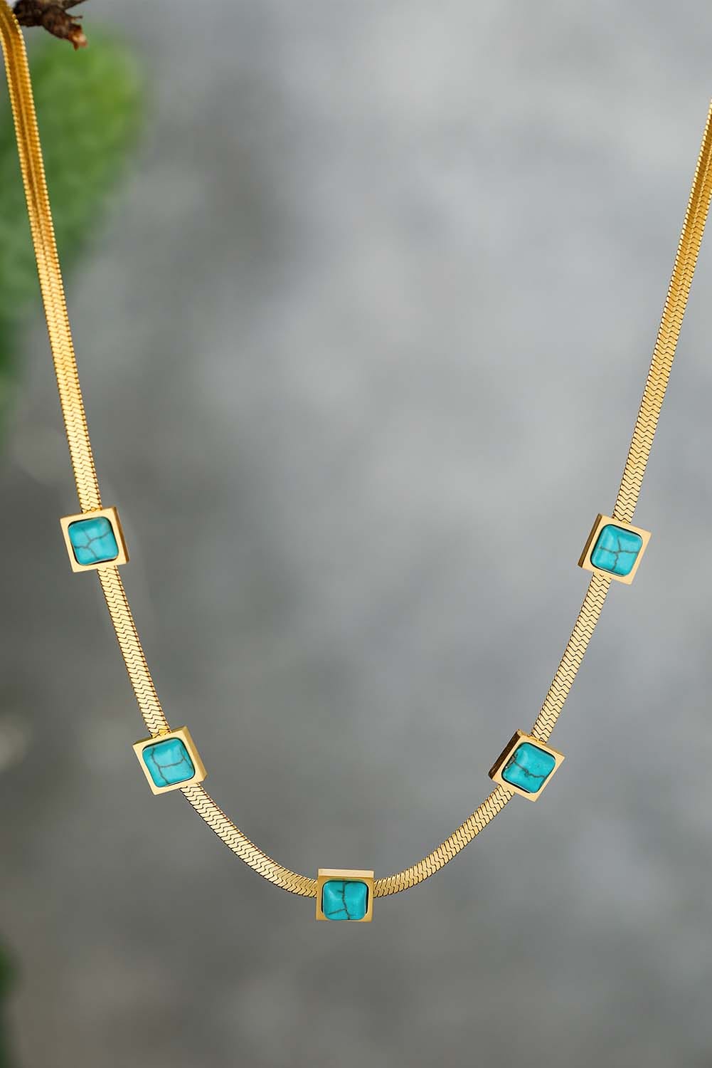 Gold Turquoise Snake Bone Choker