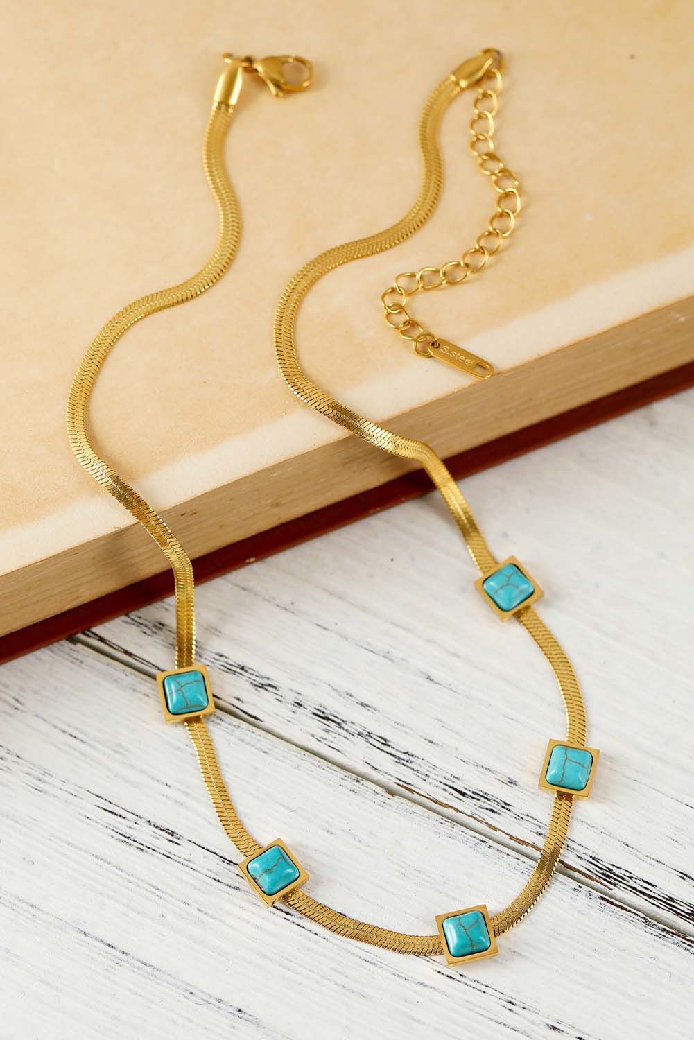 Gold Turquoise Snake Bone Choker