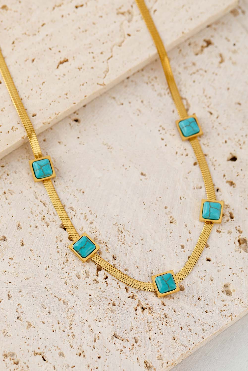 Gold Turquoise Snake Bone Choker