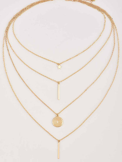 Golden Celestial Starburst Layered Necklace