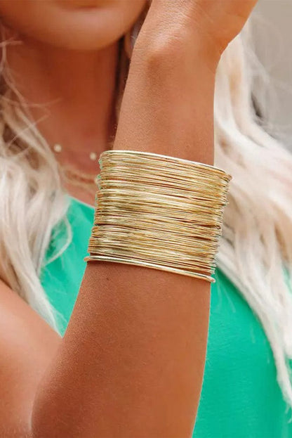 Golden Elegance Alloy Wire Bracelet - Fashion Jewelry for Women