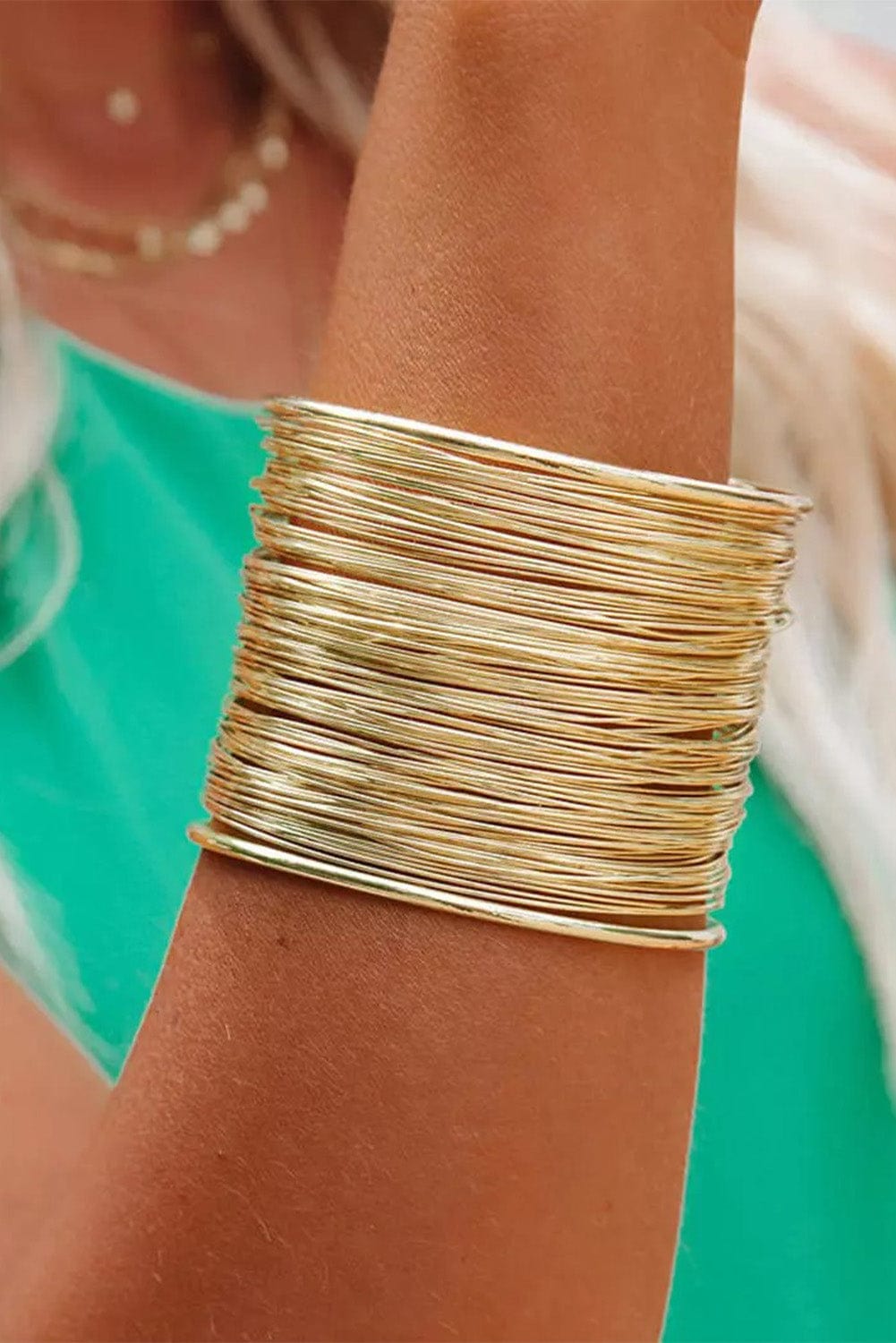 Golden Elegance Alloy Wire Bracelet - Fashion Jewelry for Women