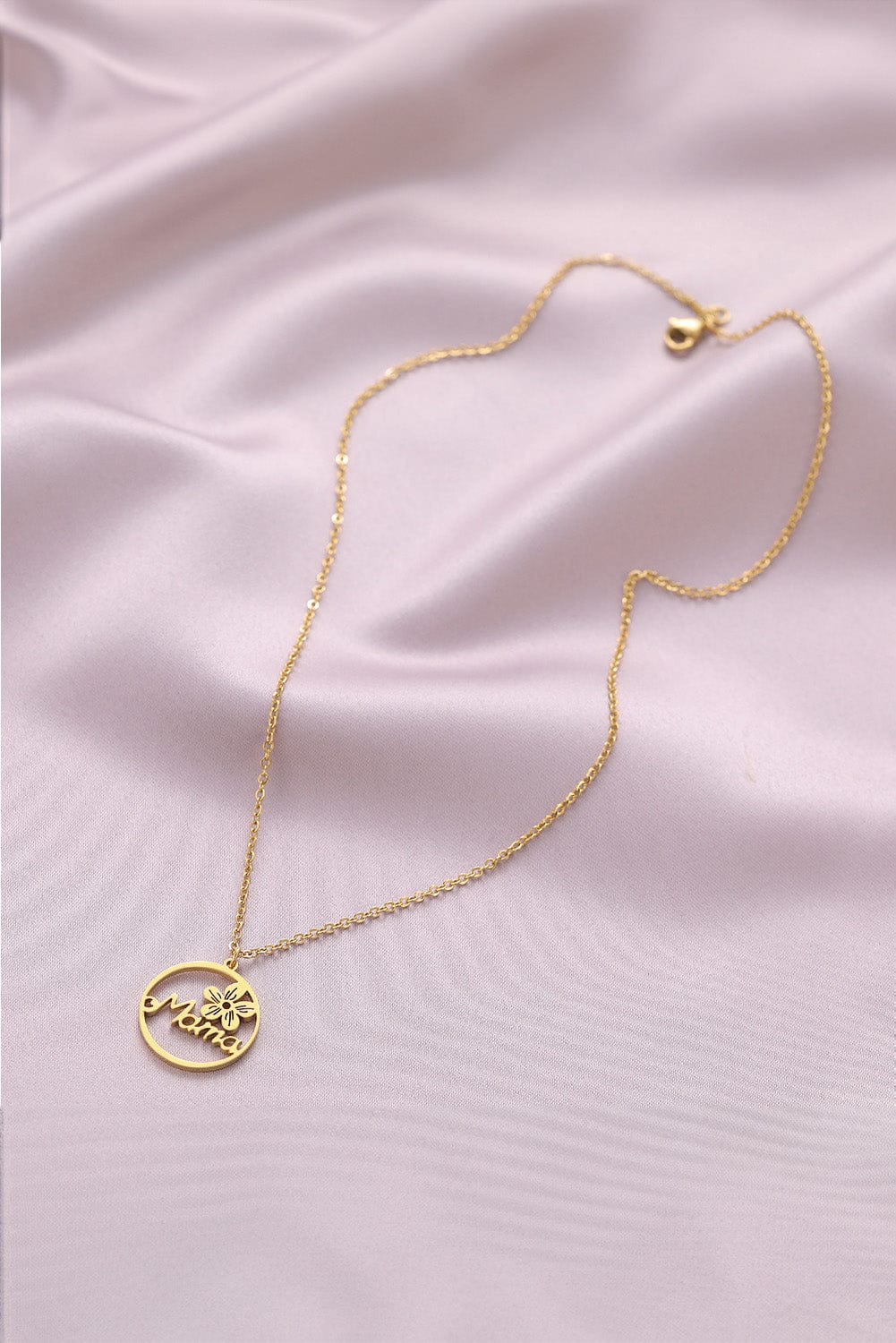 Golden Floral Mama Letter Necklace - Luxury Gold Tone Alloy Jewelry