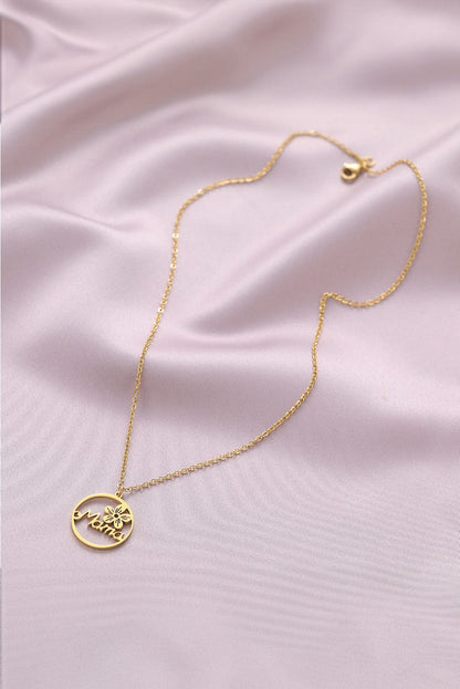 Golden Floral Mama Letter Necklace - Luxury Gold Tone Alloy Jewelry