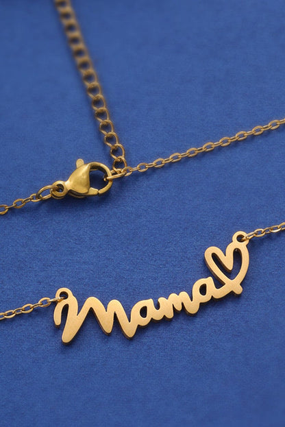 Golden Heart Mama Pendant Necklace with Chain