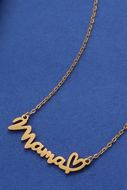 Golden Heart Mama Pendant Necklace with Chain