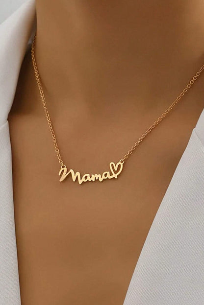 Golden Heart Mama Pendant Necklace with Chain